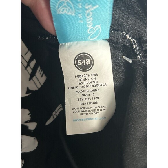 Beach Belle Plus Size 18 Black White Floral Leaves Skirt One Piece Swimsuit‎ - Picture 6 of 6